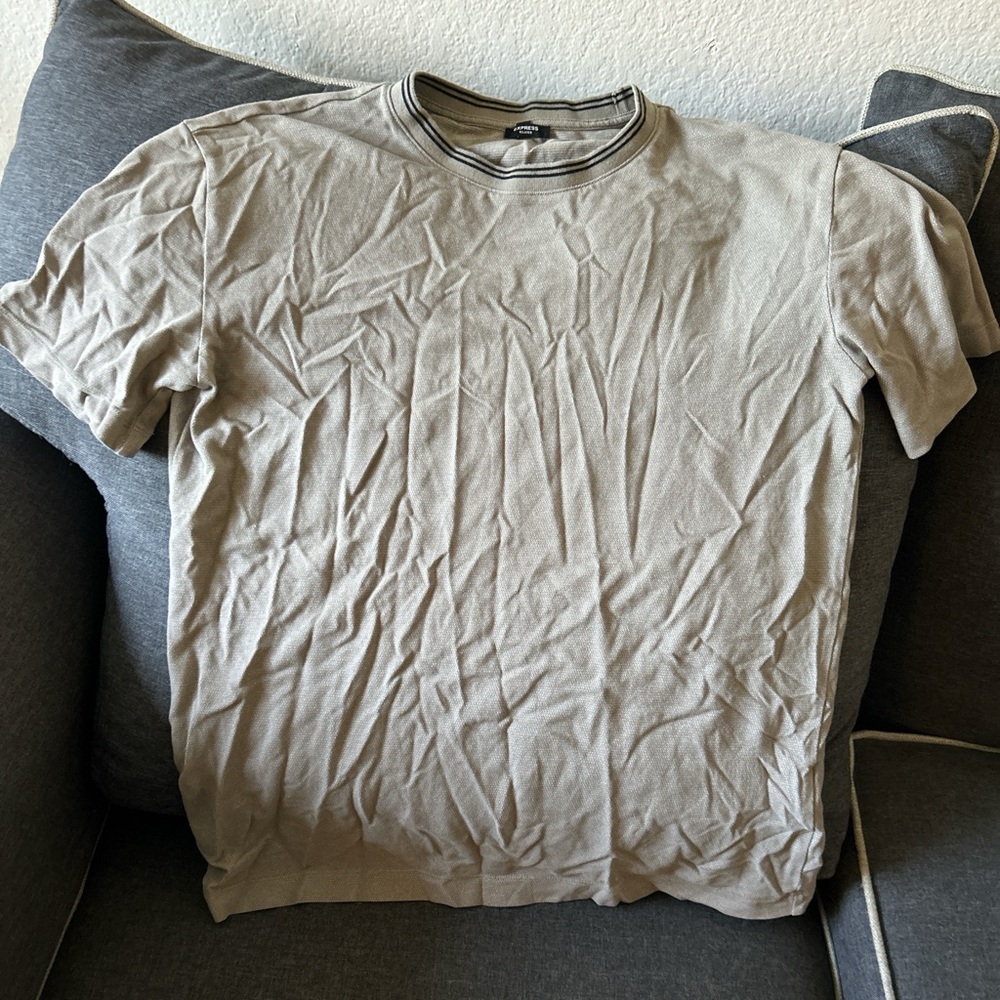 Grey green stripped collar shirt